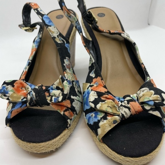 Savana Floral Cork Wedge Strappy Sandal Size 7 - Picture 6 of 11